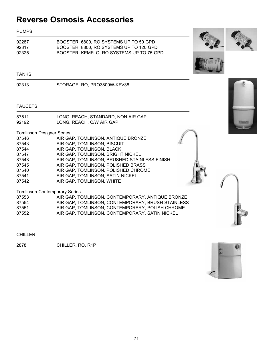 Reverse osmosis accessories | Hydrotech Reverse Osmosis Drinking Water System c_w Booster Pump and Inlet Solenoid User Manual | Page 23 / 24