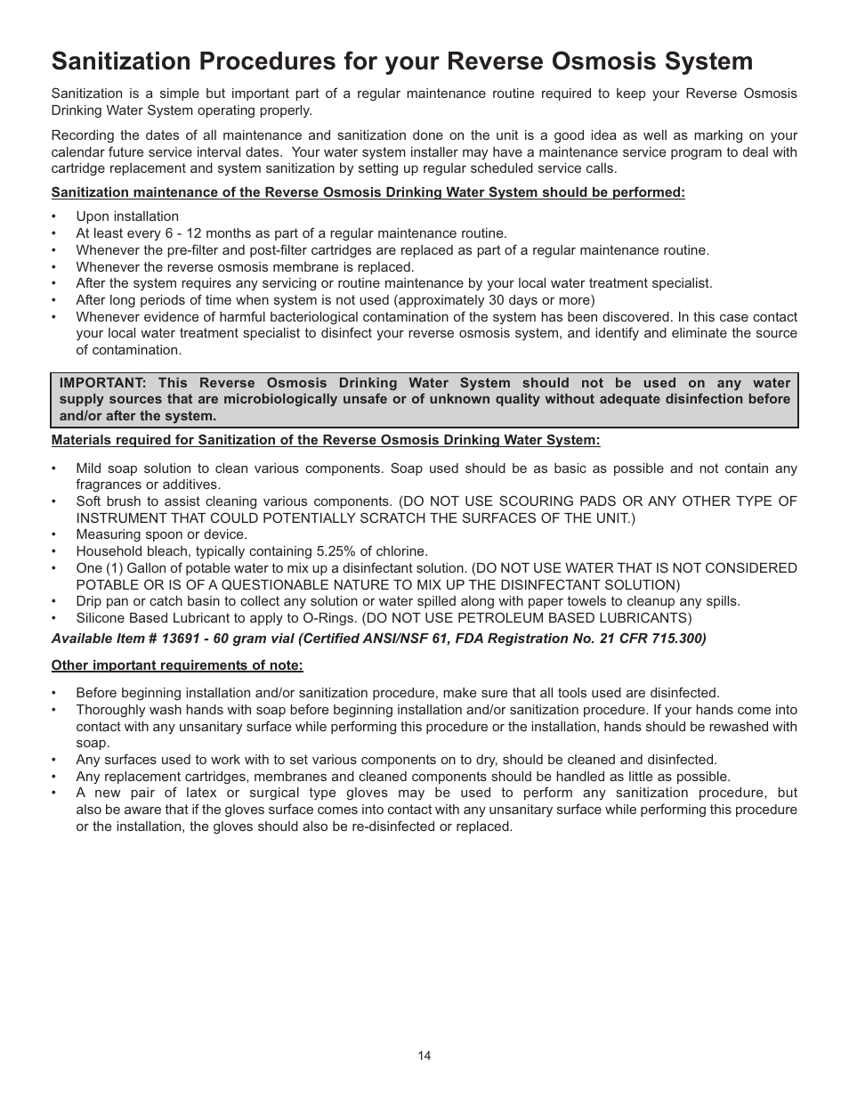 Hydrotech Reverse Osmosis Drinking Water System User Manual | Page 16 / 24