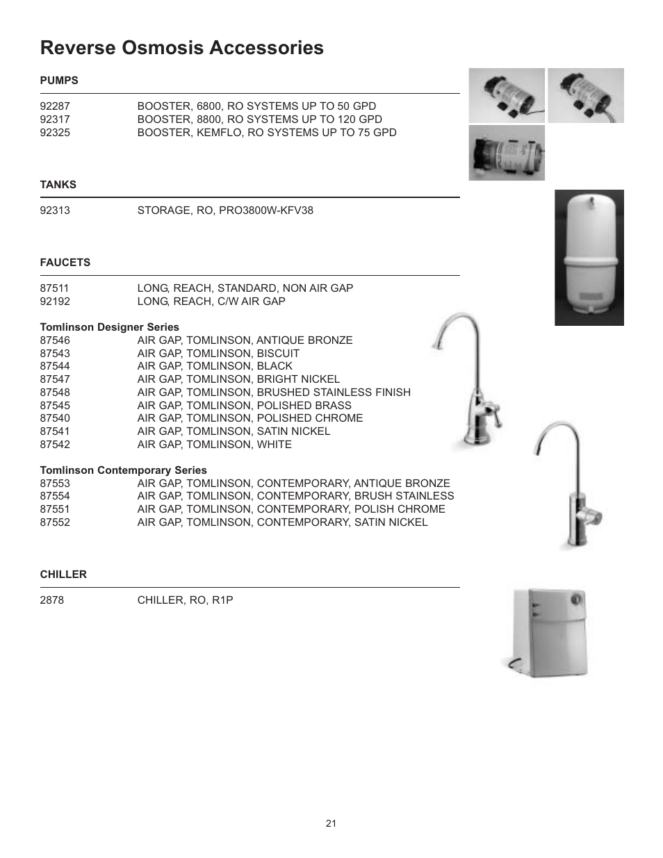 Reverse osmosis accessories | Hydrotech Reverse Osmosis Drinking Water System User Manual | Page 23 / 24
