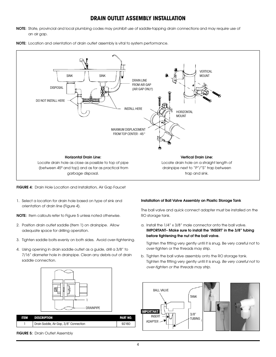 Drain outlet assembly installation | Hydrotech 1240 Series ADVANCED REVERSE OSMOSIS WATER TREATMENT SYSTEMS User Manual | Page 10 / 20