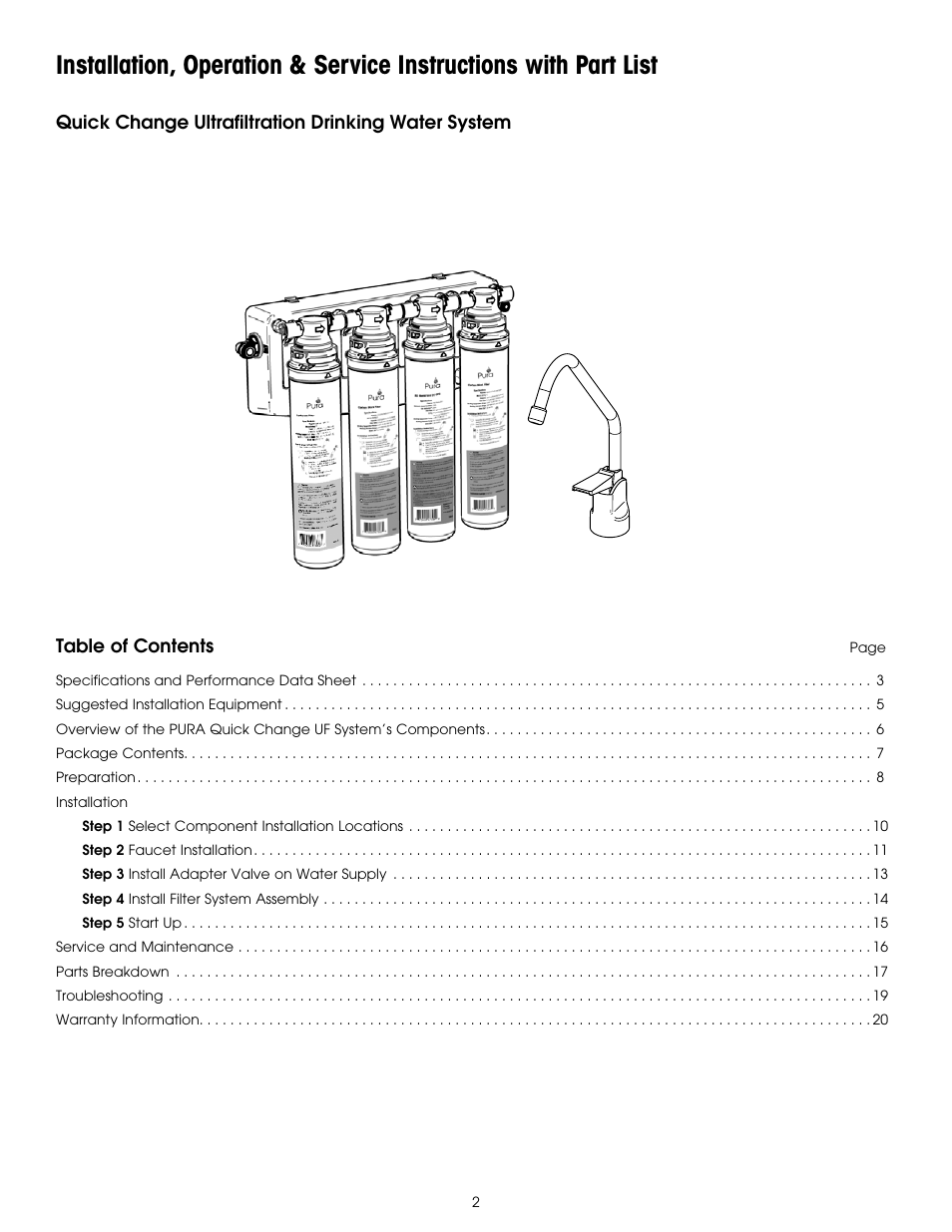 Hydrotech PURA QCUF Quick Change Ultrafiltration Drinking Water System User Manual | Page 4 / 24