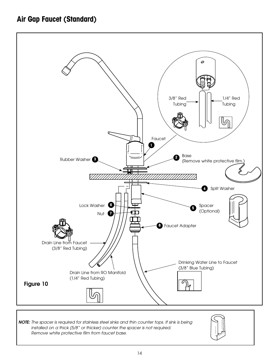 Air gap faucet (standard) | Hydrotech PURA QCRO Series Quick Change Reverse Osmosis Drinking Water System User Manual | Page 16 / 32