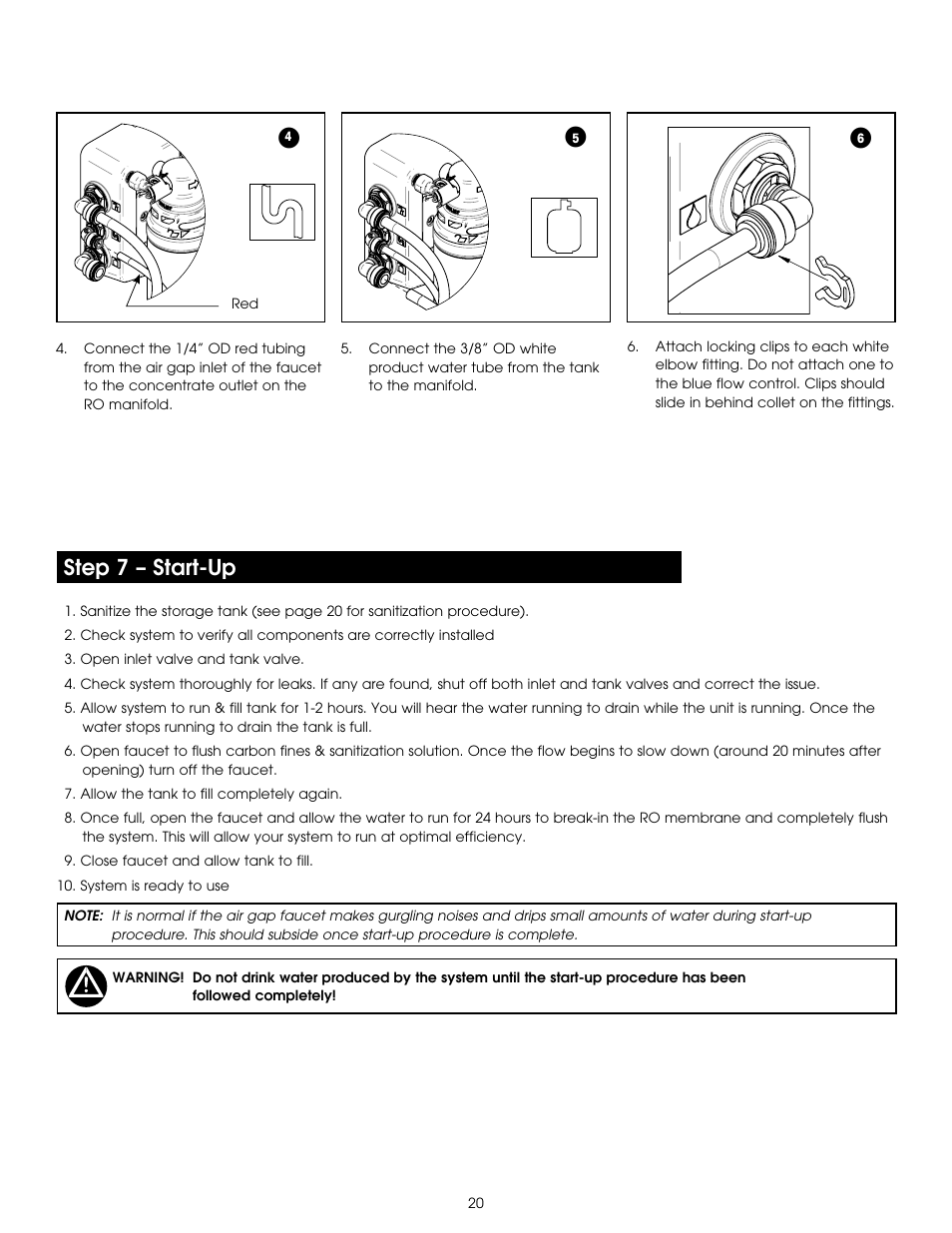Step 7 – start-up | Hydrotech PURA QCRO Series Quick Change Reverse Osmosis Drinking Water System User Manual | Page 22 / 32