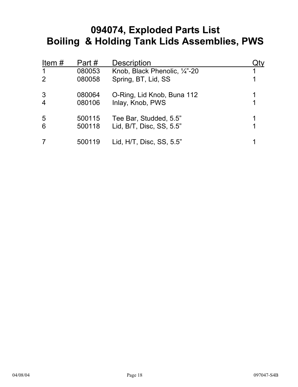 Hydrotech Precision-PWS 45-75, AED-2 & APK-4 SERIES 0004 0002 0001 REPLACEMENT PARTS MANUAL User Manual | Page 18 / 28