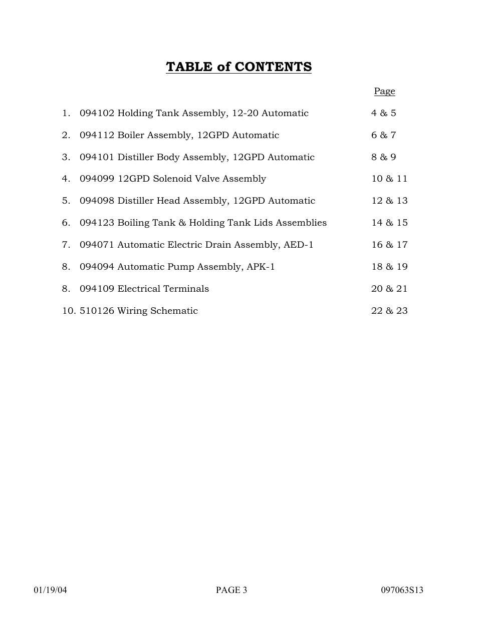 Hydrotech Precision-PWS 12-20(120_240VAC), AED-1(120_240VAC), APK-1(120_240VAC) REPLACEMENT PARTS MANUAL User Manual | Page 3 / 24