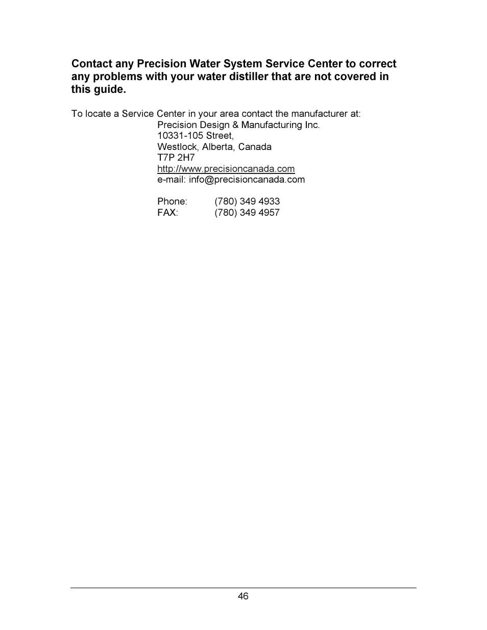 Hydrotech Precision-PWS 12-12 OWNERS GUIDE User Manual | Page 46 / 66