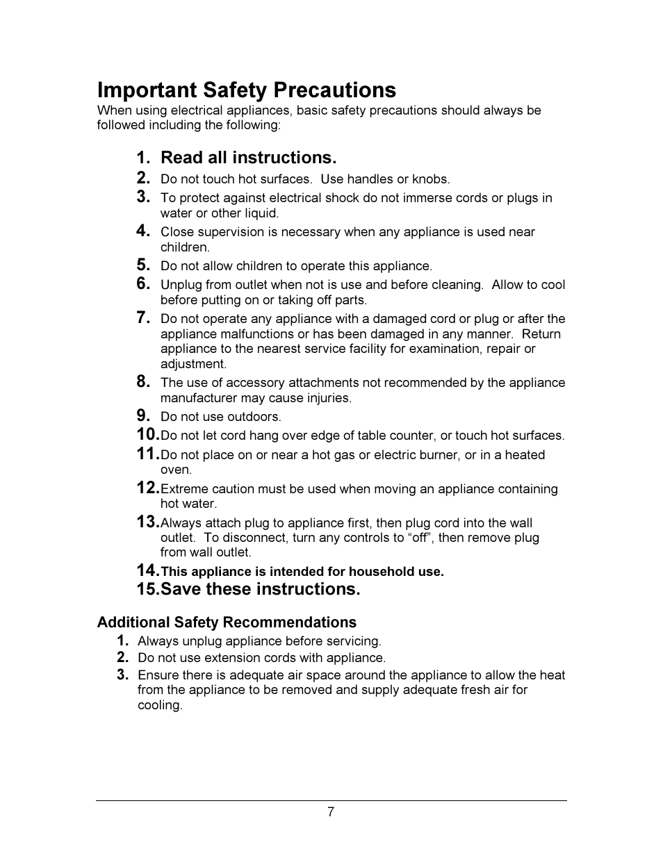 Important safety precautions, Read all instructions, Save these instructions | Hydrotech Precision-PWS 12-12 OWNERS GUIDE User Manual | Page 7 / 66