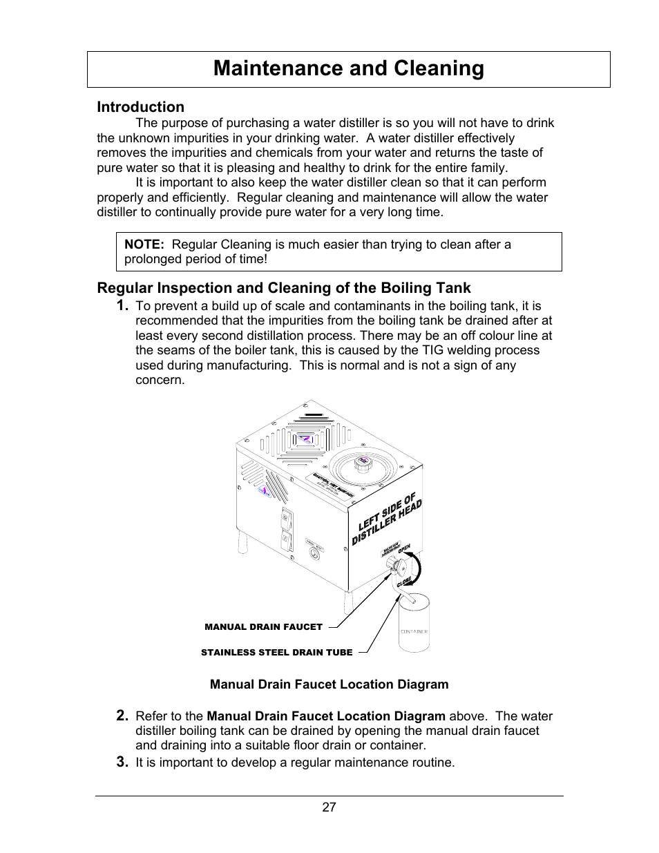 Maintenance and cleaning, Egular, Nspection and | Leaning of, Oiling | Hydrotech Precision-PWS 8-M_8-MST OWNERS GUIDE User Manual | Page 27 / 45