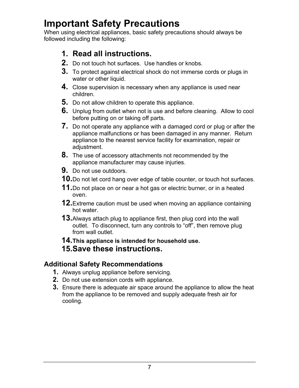 Important safety precautions | Hydrotech Precision-PWS 8-M_8-MST OWNERS GUIDE User Manual | Page 7 / 45