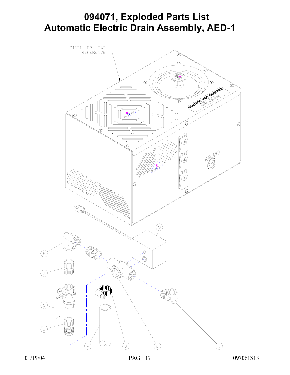 Hydrotech Precision-PWS 8-8(120_240VAC), AED-1(120_240VAC), APK-1(120_240VAC) REPLACEMENT PARTS MANUAL User Manual | Page 17 / 24