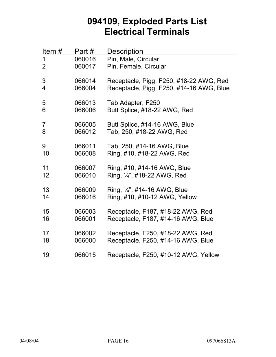 Hydrotech Precision-PWS 5-3(120_240VAC) REPLACEMENT PARTS MANUAL User Manual | Page 16 / 20