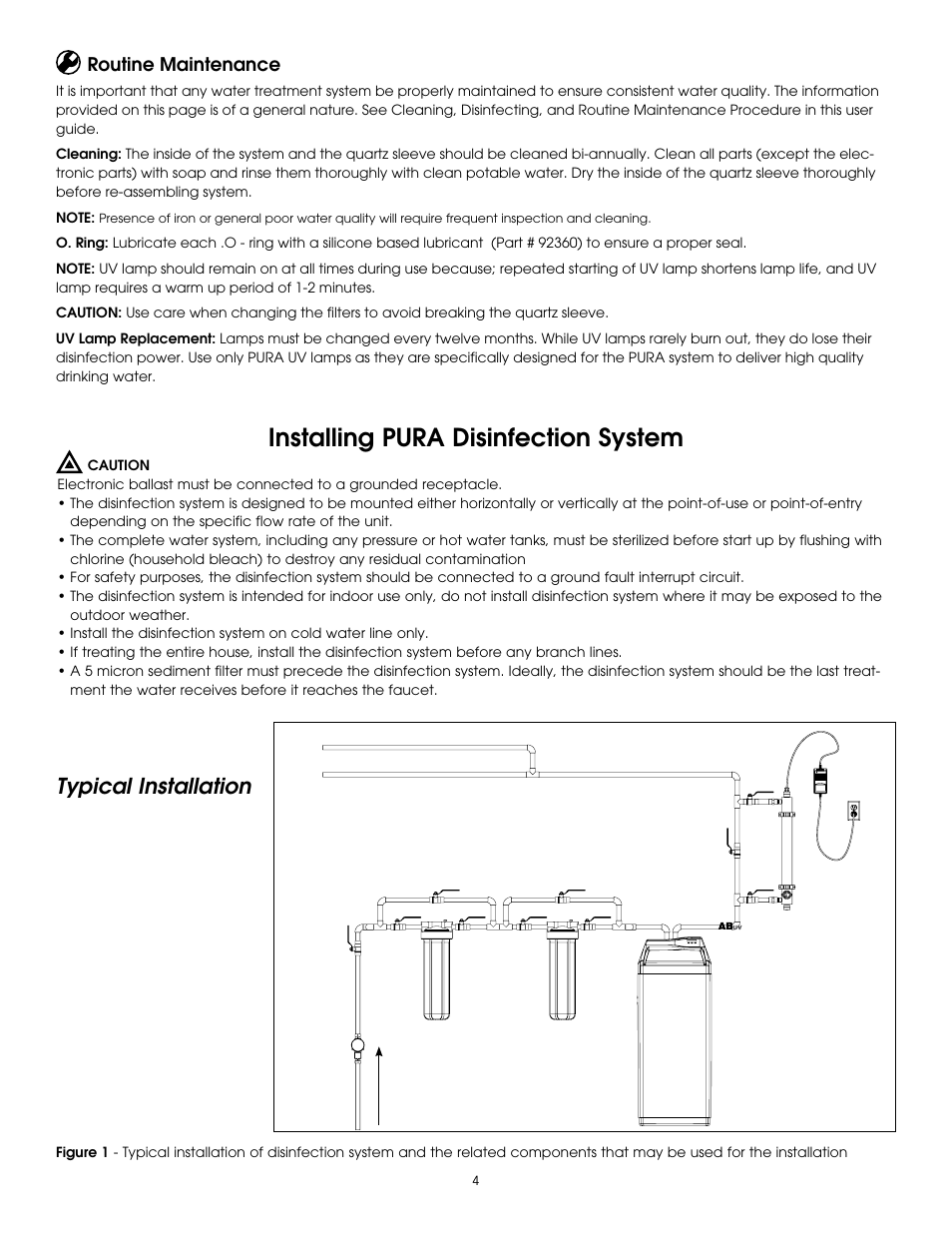 Installing pura disinfection system, Typical installation | Hydrotech PURA ABuv 6_8_12 User Manual | Page 4 / 12