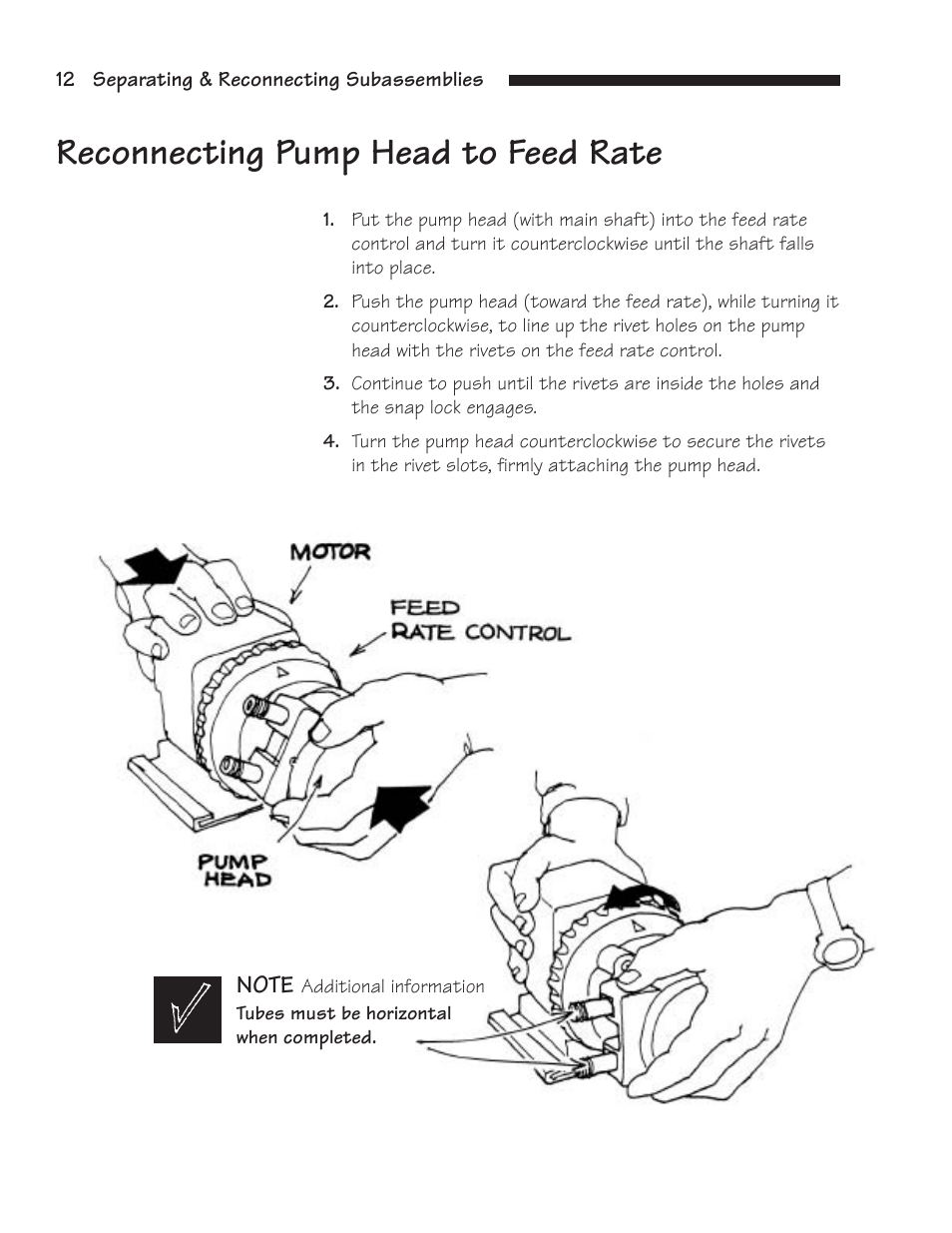 Reconnecting pump head to feed rate | Hydrotech Classic Series Stenner Basic Service Manual User Manual | Page 13 / 48