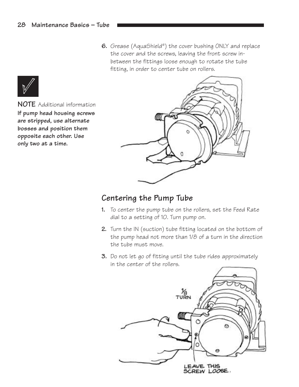Centering the pump tube | Hydrotech Classic Series Stenner Basic Service Manual User Manual | Page 29 / 48