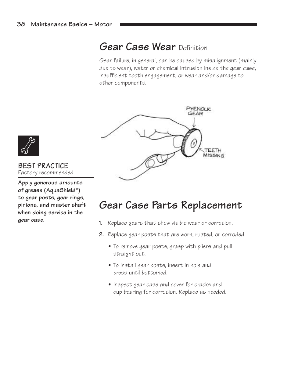 Gear case parts replacement, Gear case wear | Hydrotech Classic Series Stenner Basic Service Manual User Manual | Page 39 / 48
