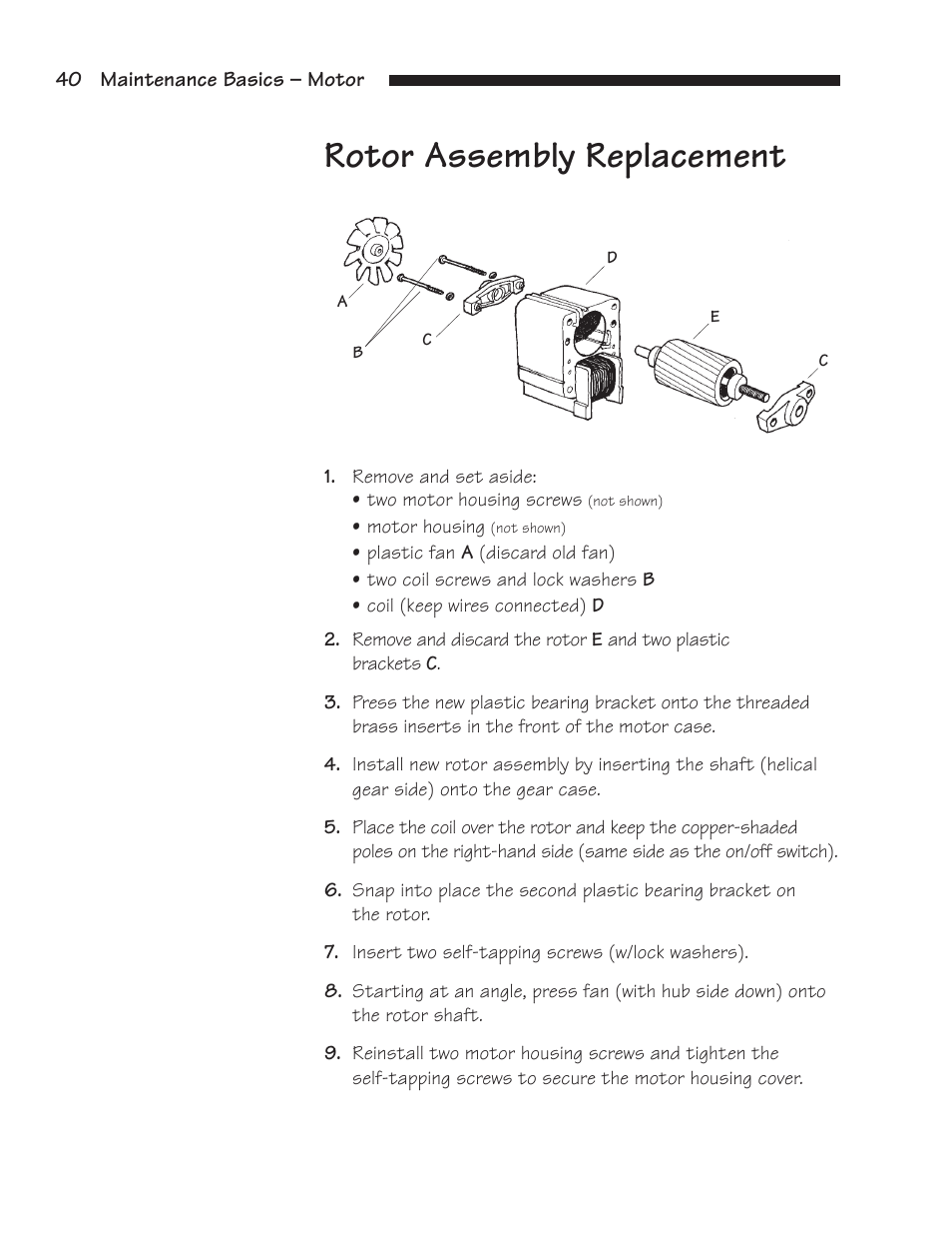 Rotor assembly replacement | Hydrotech Classic Series Stenner Basic Service Manual User Manual | Page 41 / 48