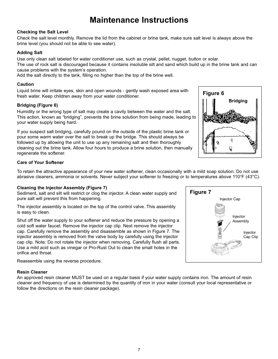 Maintenance instructions | Hydrotech 7000 Valve Automatic Water Softeners Operation Manual User Manual | Page 9 / 12