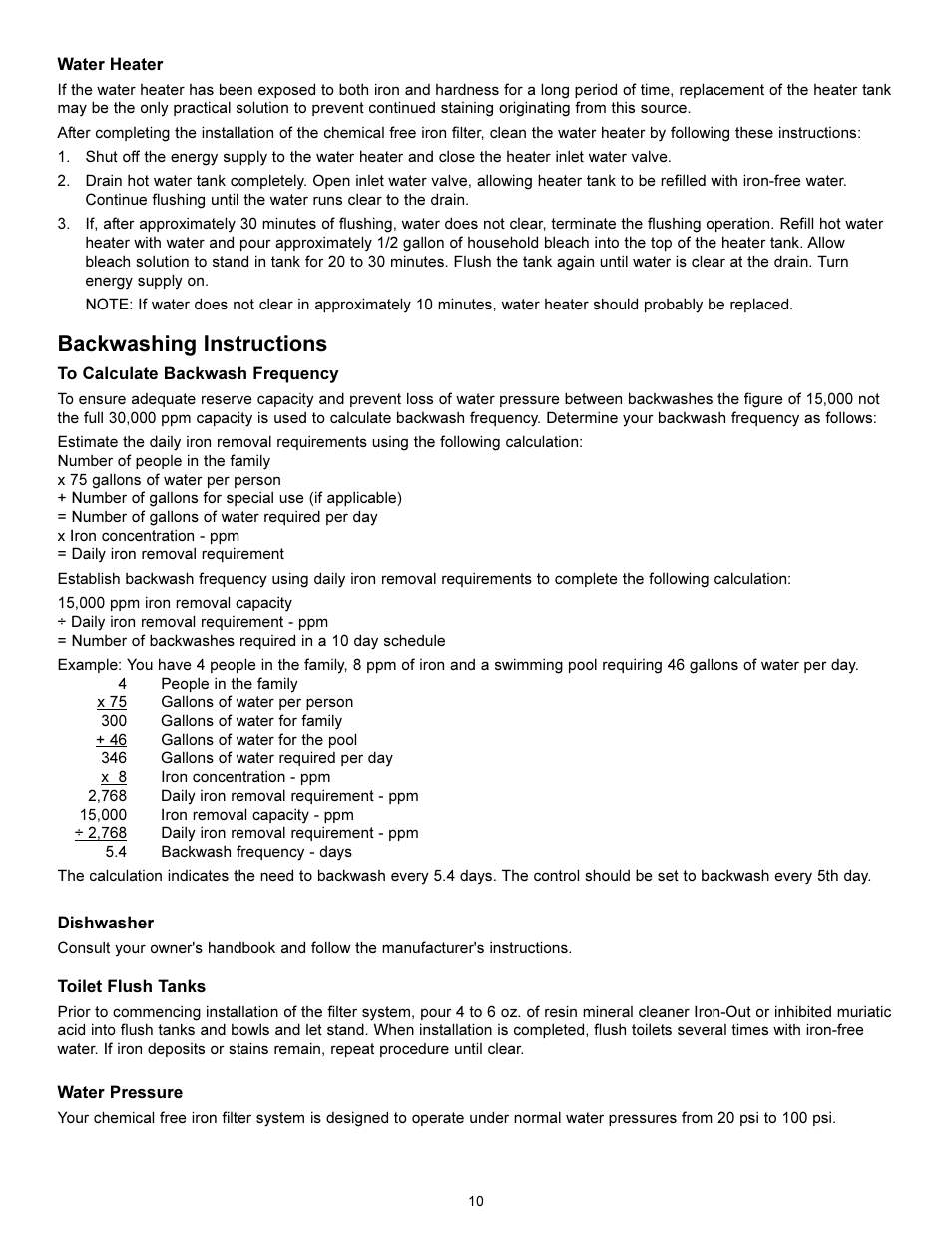 Backwashing instructions | Hydrotech 5600 SE Valve Chem Free Iron Filter Operation Manual User Manual | Page 12 / 16