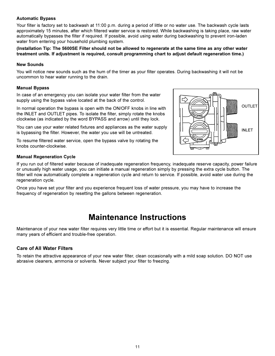 Maintenance instructions | Hydrotech 5600 SE Valve Chem Free Iron Filter Operation Manual User Manual | Page 13 / 16