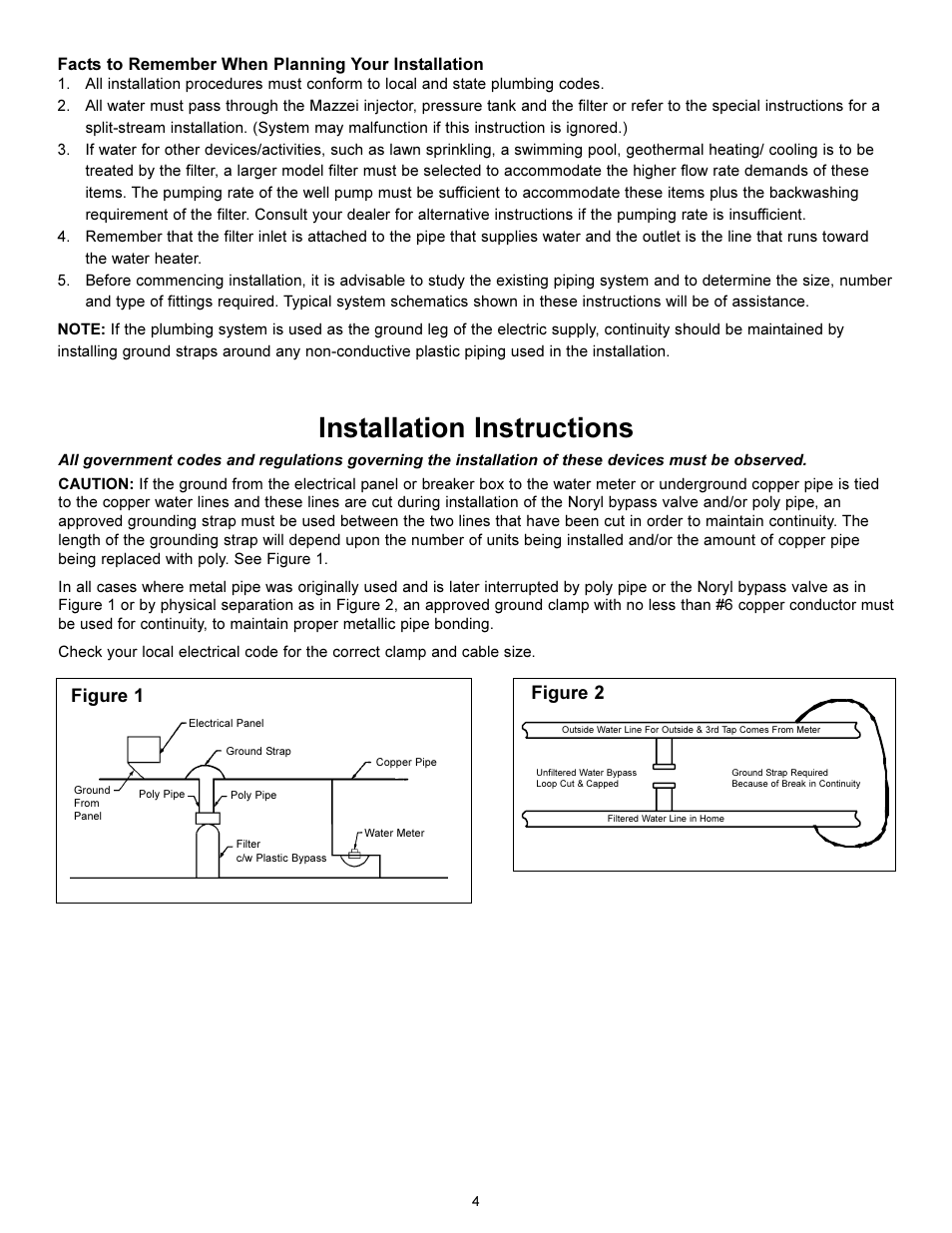 Installation instructions, Figure 2 figure 1 | Hydrotech 5600 SE Valve Chem Free Iron Filter Operation Manual User Manual | Page 6 / 16