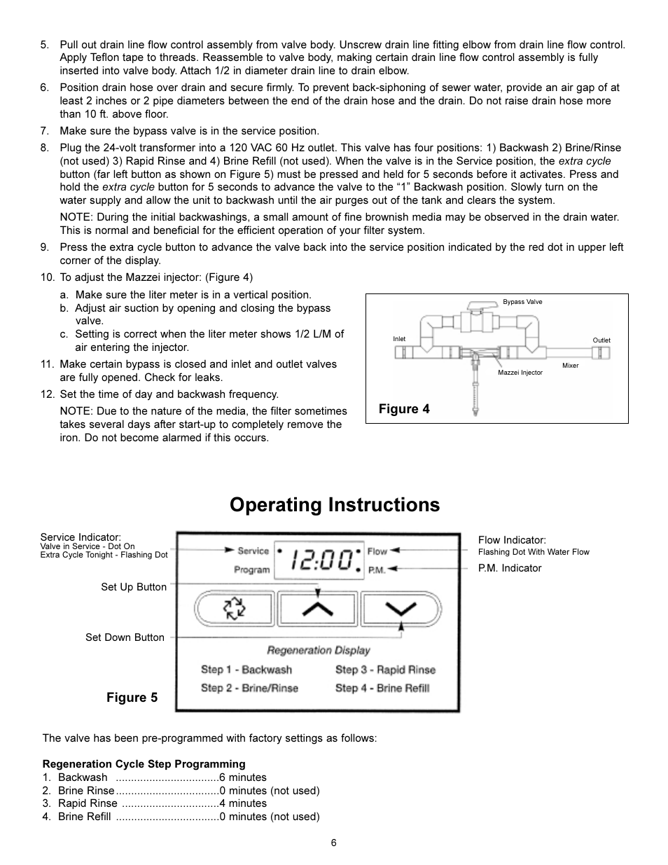 Operating instructions, Figure 4 figure 5 | Hydrotech 5600 SE Valve Chem Free Iron Filter Operation Manual User Manual | Page 8 / 16