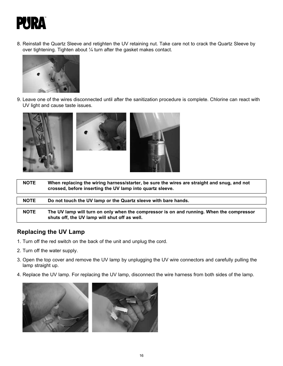 Replacing the uv lamp | Hydrotech PURA Ultimate 19-GU-PURA Operation Manual User Manual | Page 16 / 32