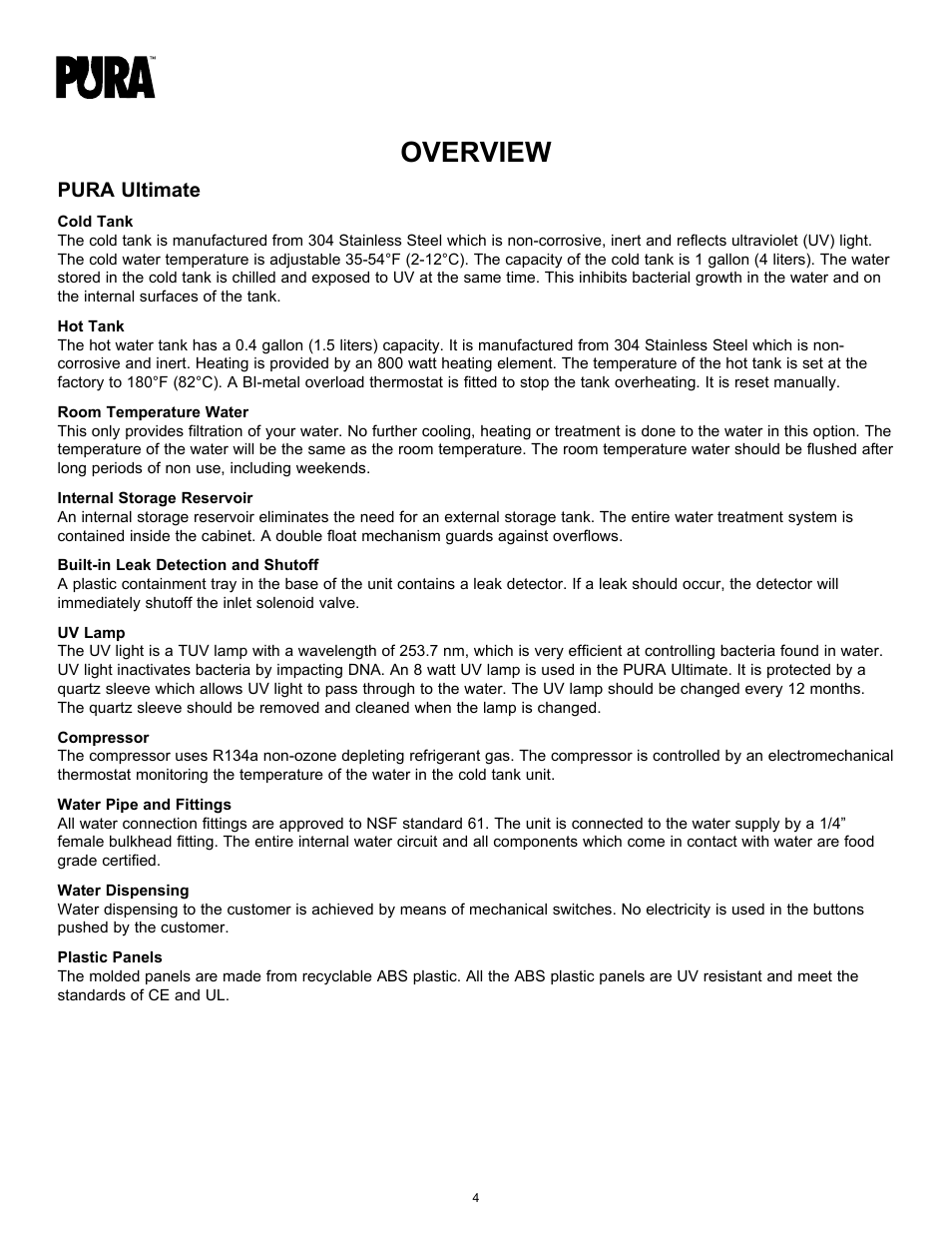 Overview, Pura ultimate | Hydrotech PURA Ultimate 19-GU-PURA Operation Manual User Manual | Page 4 / 32