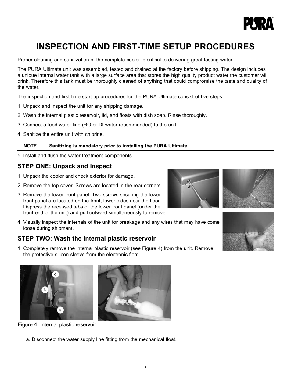 Inspection and first-time setup procedures | Hydrotech PURA Ultimate 19-GU-PURA Operation Manual User Manual | Page 9 / 32