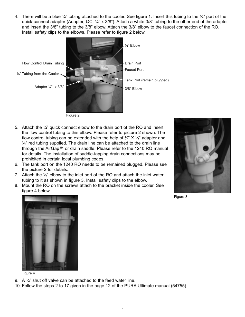Hydrotech PURA Ultimate Point-of-Use Cooler 1240 Reverse Osmosis Unit Installation Manual User Manual | Page 2 / 4