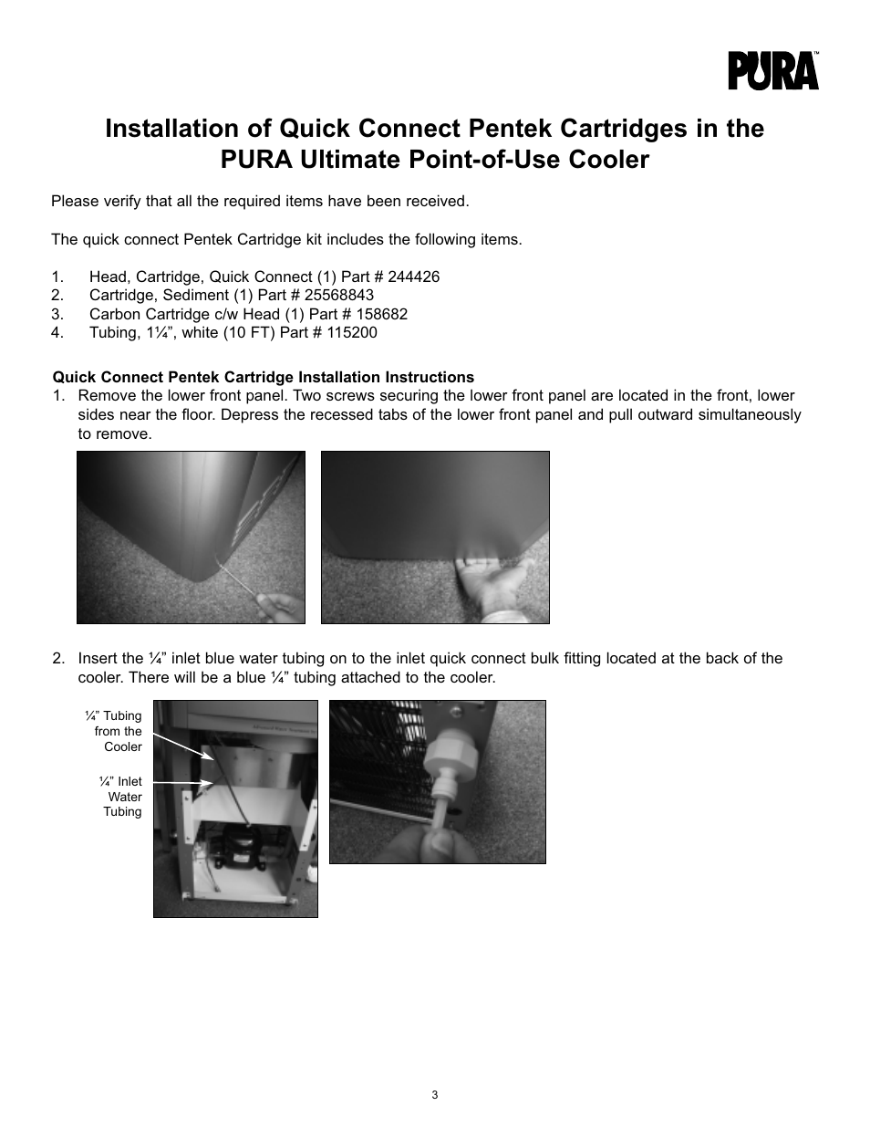 Hydrotech PURA Ultimate Point-of-Use Cooler 1240 Reverse Osmosis Unit Installation Manual User Manual | Page 3 / 4