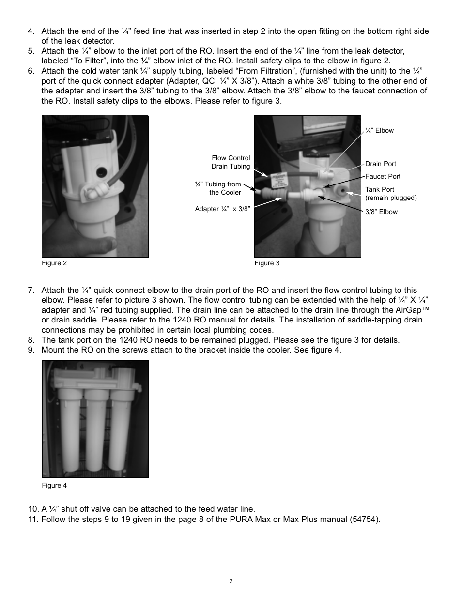 Hydrotech PURA Max and Max Plus Point-of-Use Cooler 1240 Reverse Osmosis Unit Installation Manual User Manual | Page 2 / 4