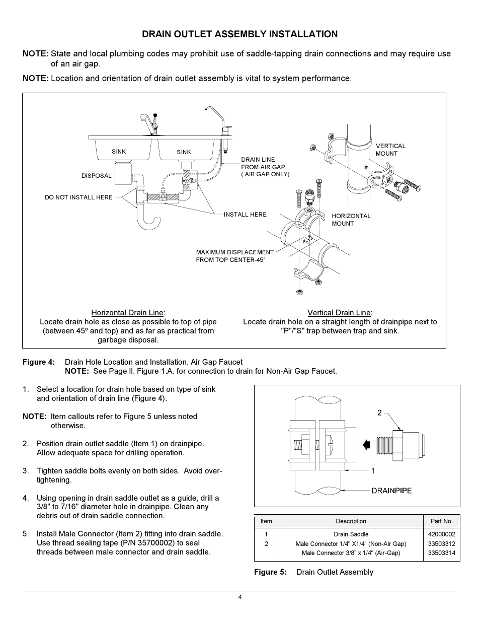 Drain outlet assembly installation | Hydrotech 12301_12302_12303 Series ADVANCED REVERSE OSMOSIS WATER TREATMENT SYSTEMS User Manual | Page 8 / 20