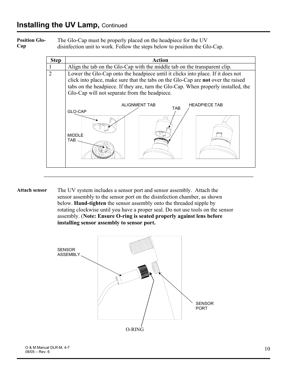 Installing the uv lamp | Hydrotech DLR-4M_7M Ultraviolet Water Disinfection Unit User Manual | Page 10 / 23