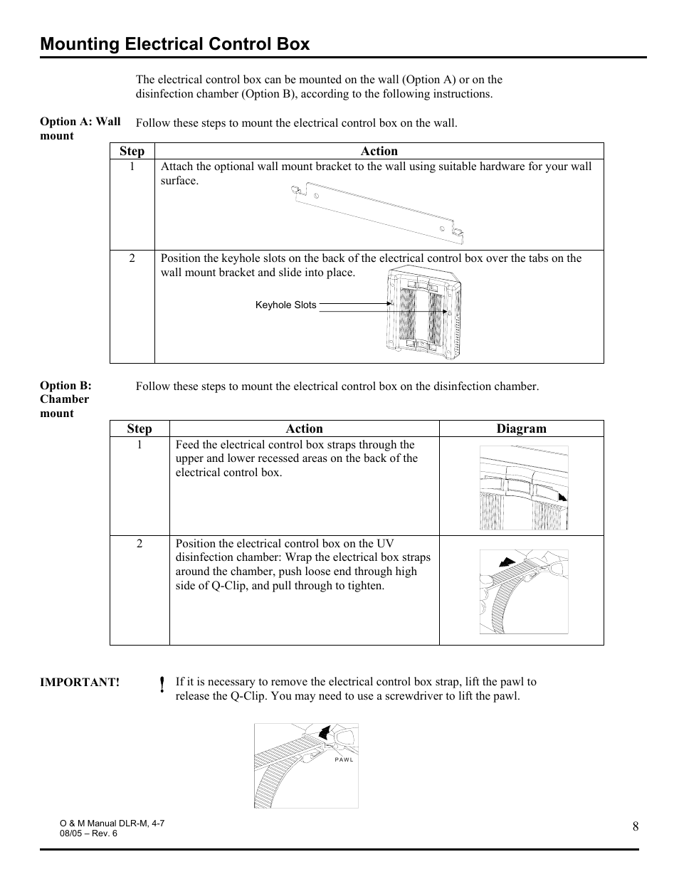 Mounting electrical control box | Hydrotech DLR-4M_7M Ultraviolet Water Disinfection Unit User Manual | Page 8 / 23