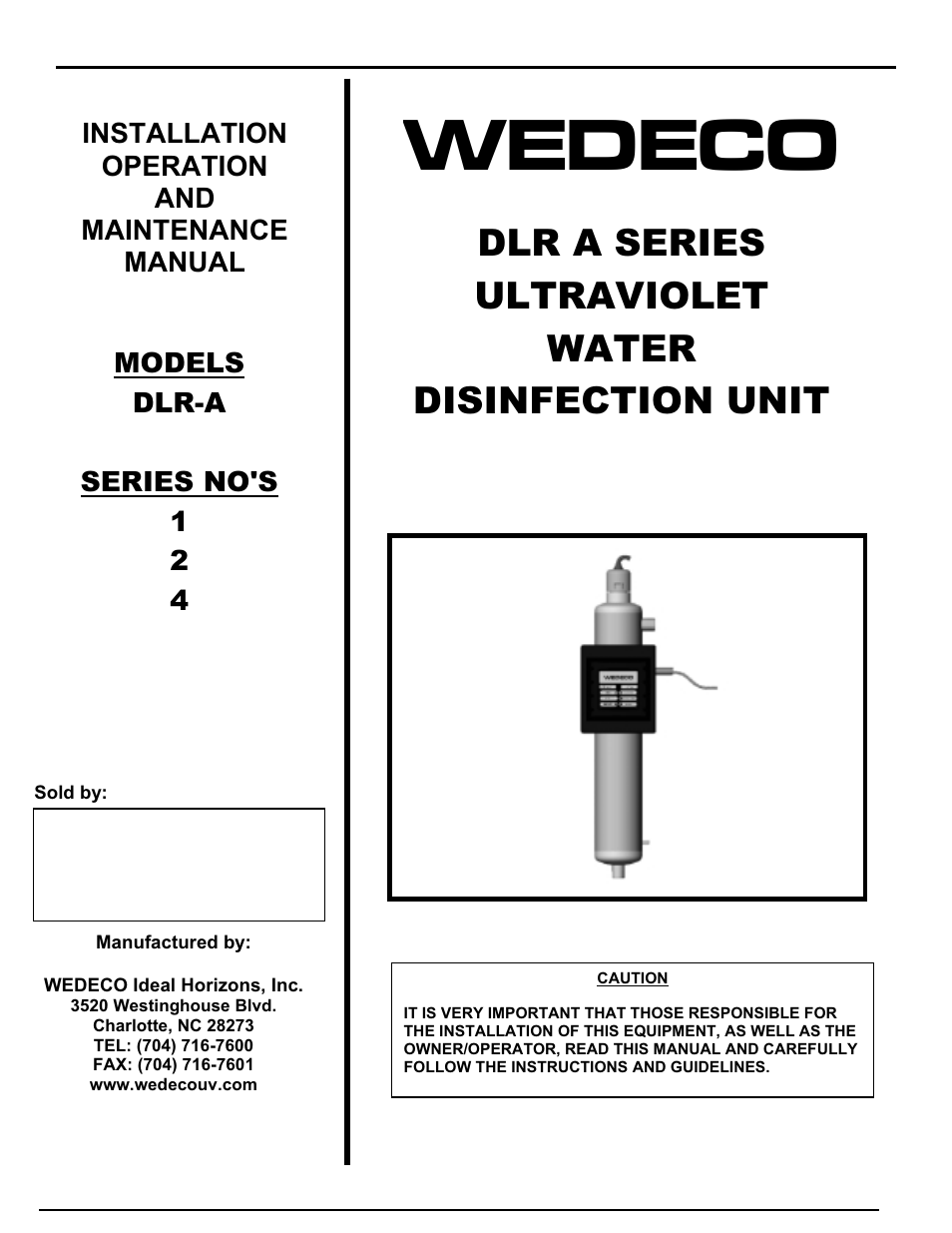 Hydrotech DLR-A Ultraviolet Water Disinfection Unit User Manual | 24 pages