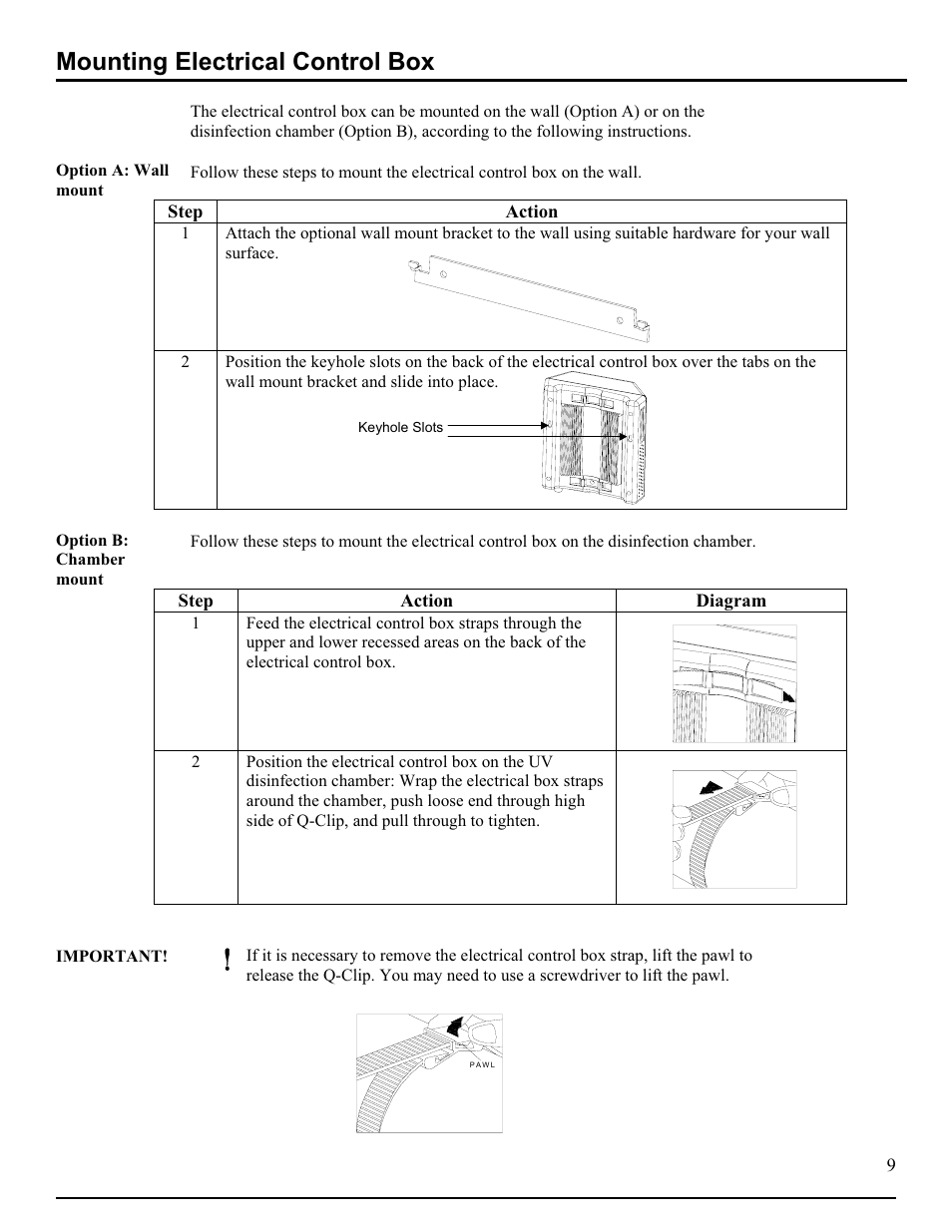 Mounting electrical control box | Hydrotech DLR-A Ultraviolet Water Disinfection Unit User Manual | Page 10 / 24