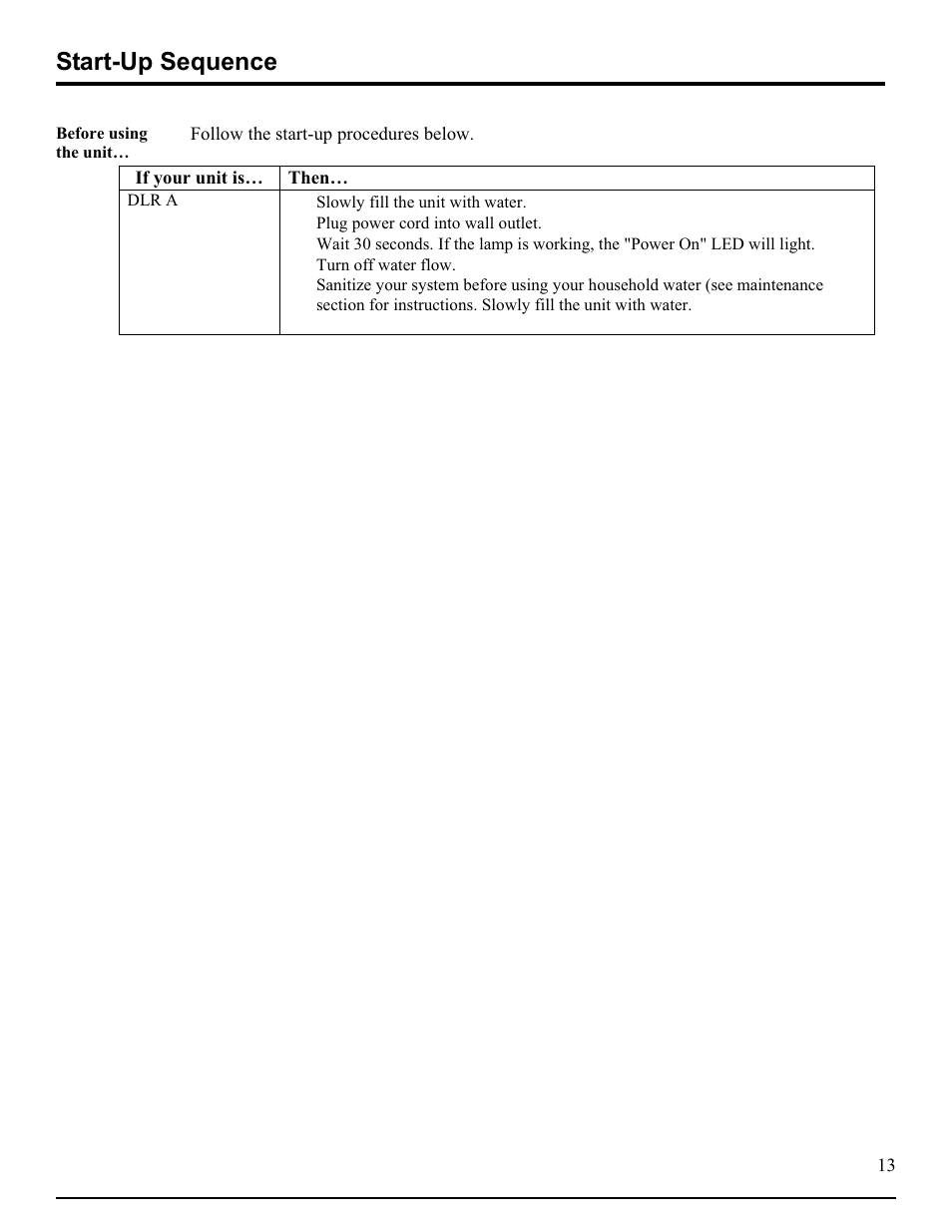Start-up sequence | Hydrotech DLR-A Ultraviolet Water Disinfection Unit User Manual | Page 14 / 24