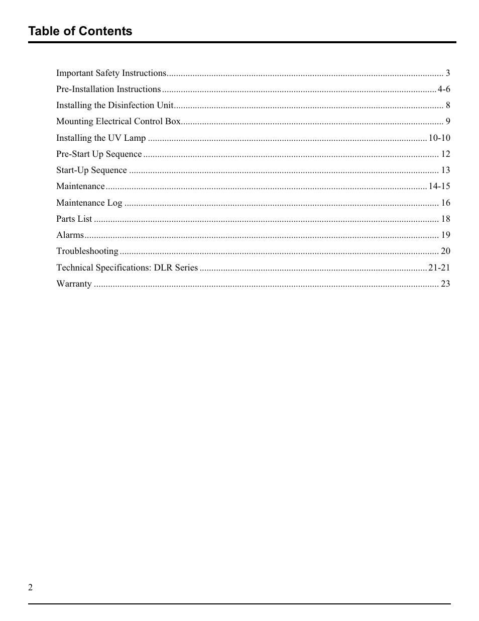 Hydrotech DLR-A Ultraviolet Water Disinfection Unit User Manual | Page 3 / 24