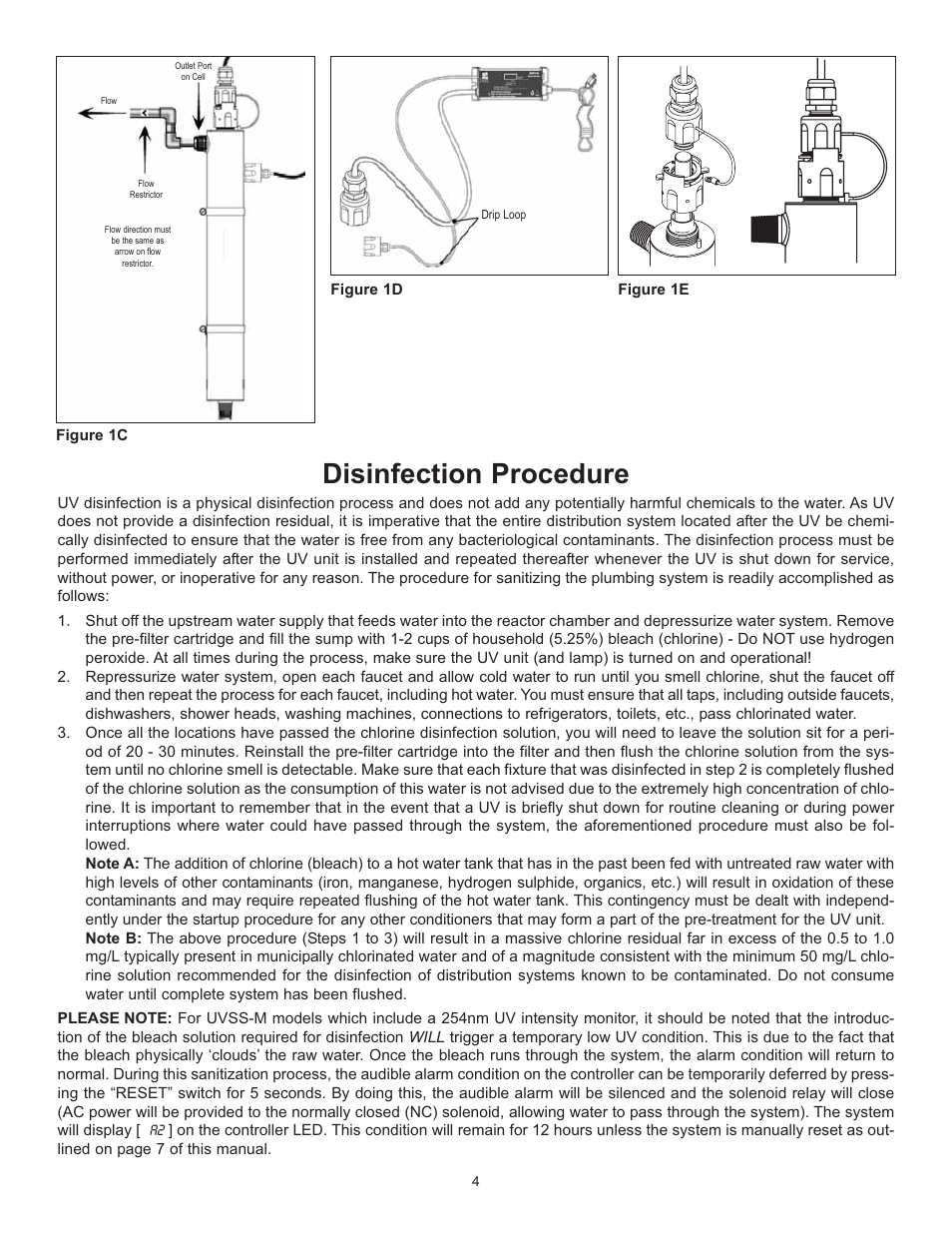 Disinfection procedure | Hydrotech UVSS Series Ultraviolet Water Purification System User Manual | Page 5 / 14