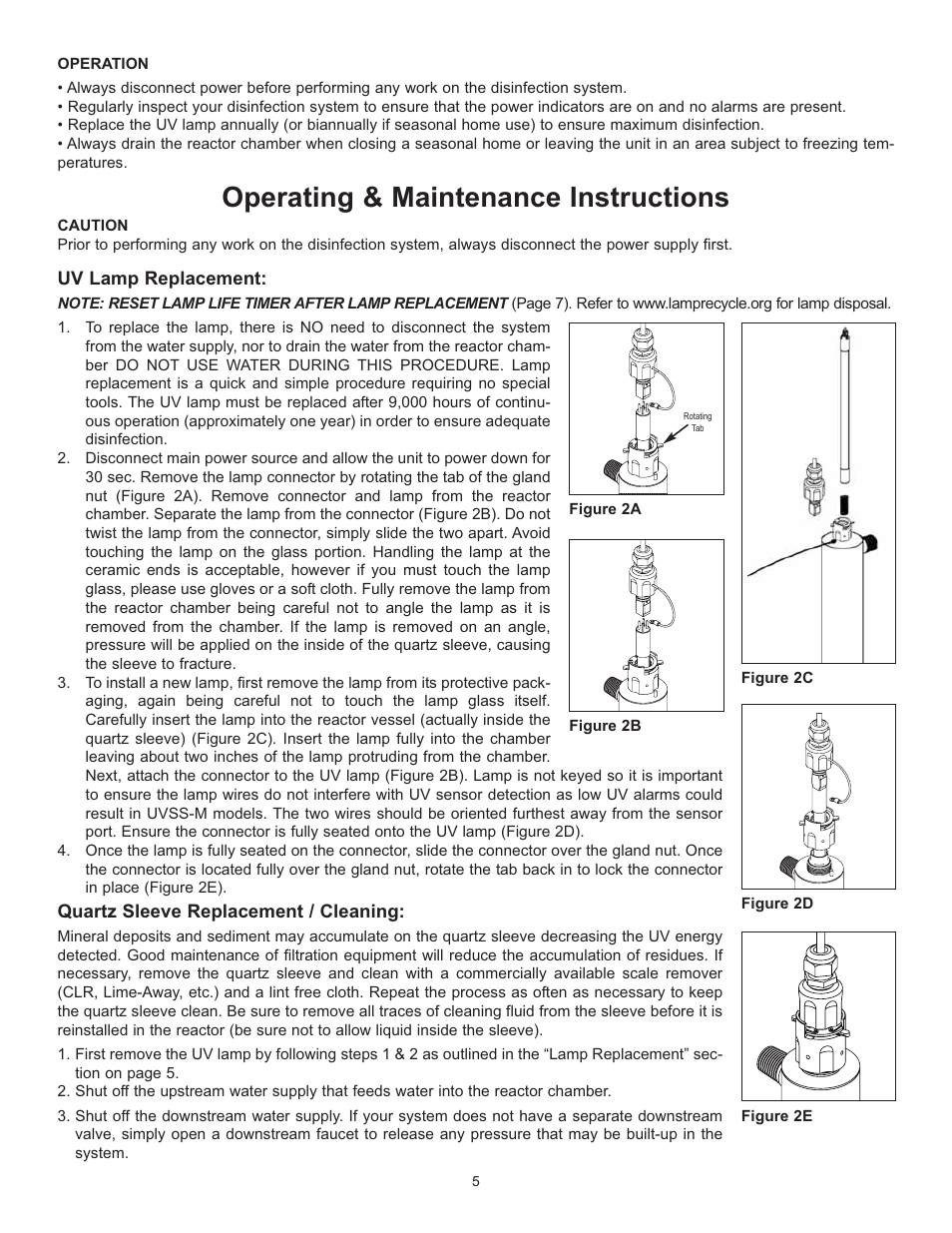 Operating & maintenance instructions | Hydrotech UVSS Series Ultraviolet Water Purification System User Manual | Page 6 / 14
