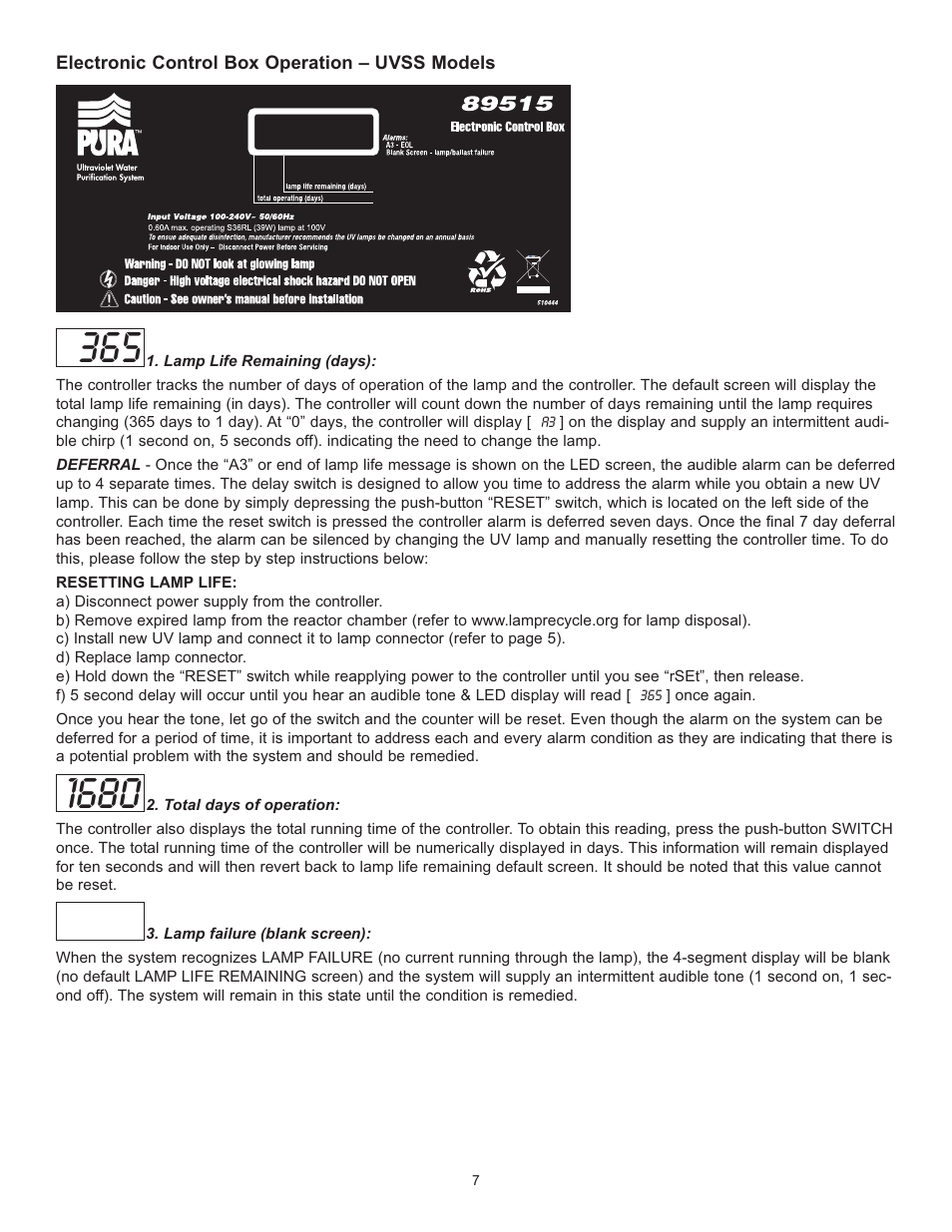 Hydrotech UVSS Series Ultraviolet Water Purification System User Manual | Page 8 / 14