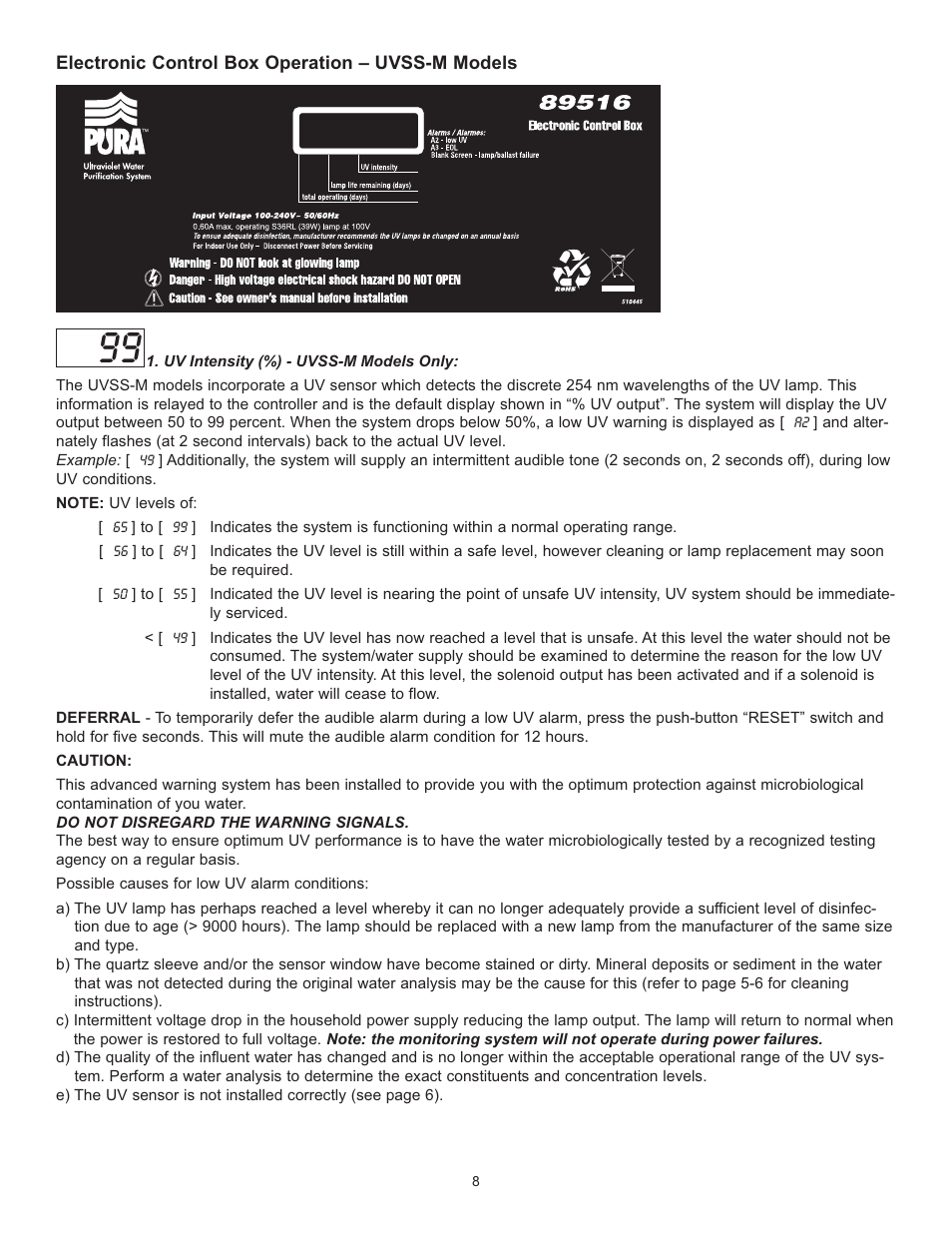 Hydrotech UVSS Series Ultraviolet Water Purification System User Manual | Page 9 / 14