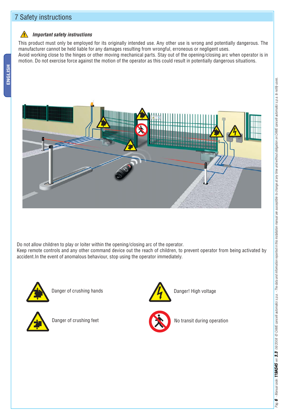 7 safety instructions | CAME Frog-AE User Manual | Page 6 / 10