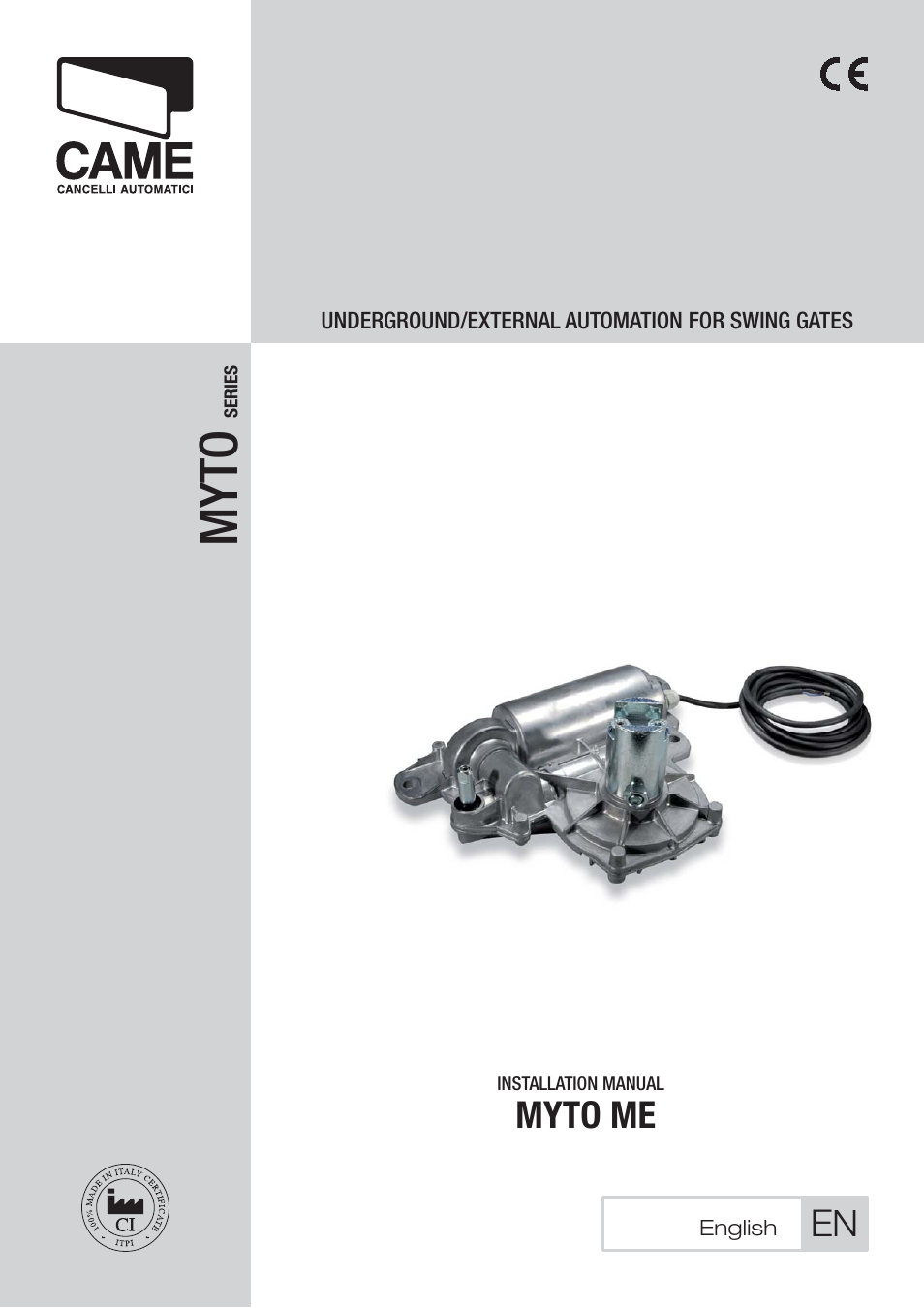 CAME Myto ME User Manual | 20 pages