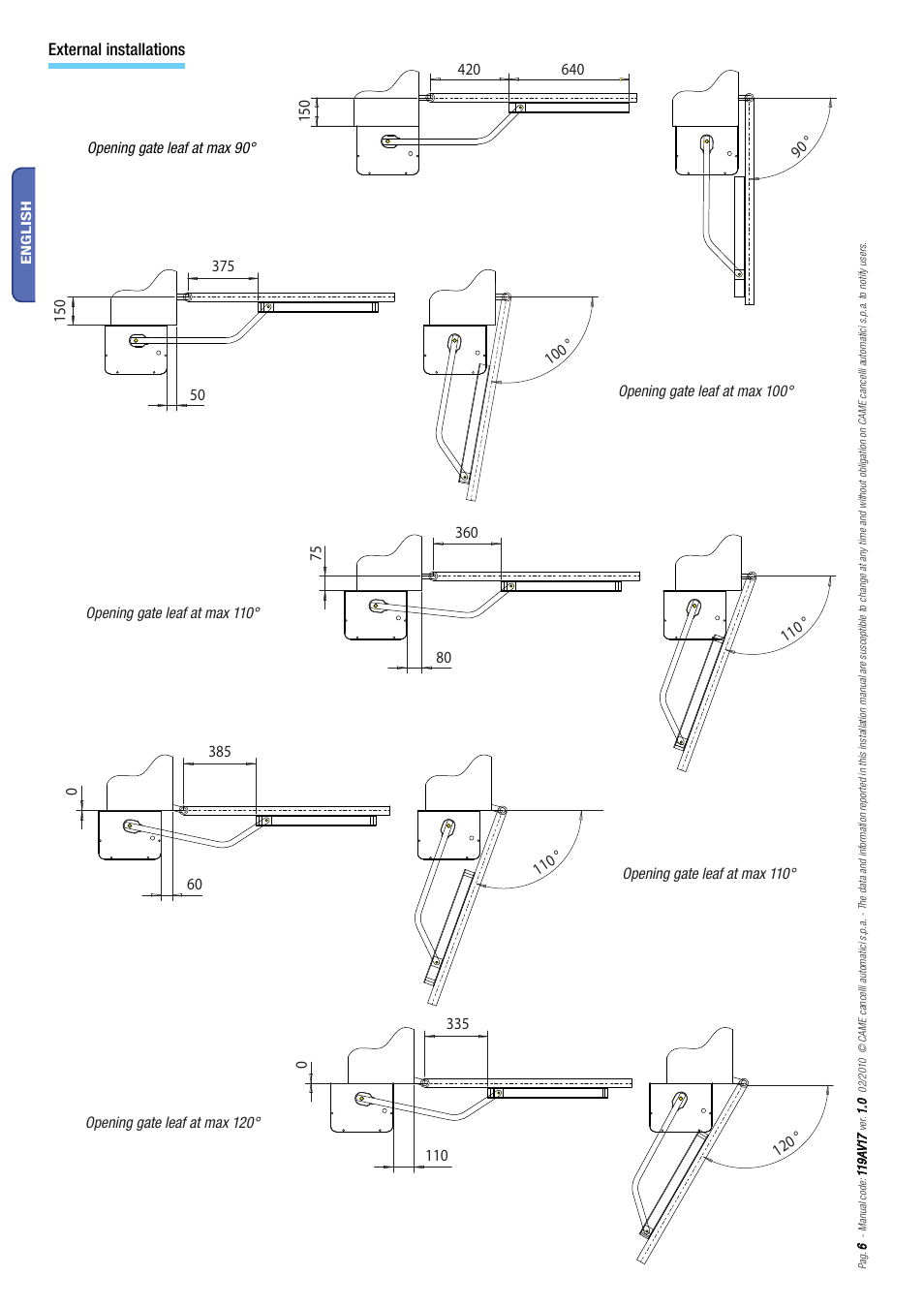 External installations | CAME Myto ME User Manual | Page 6 / 20