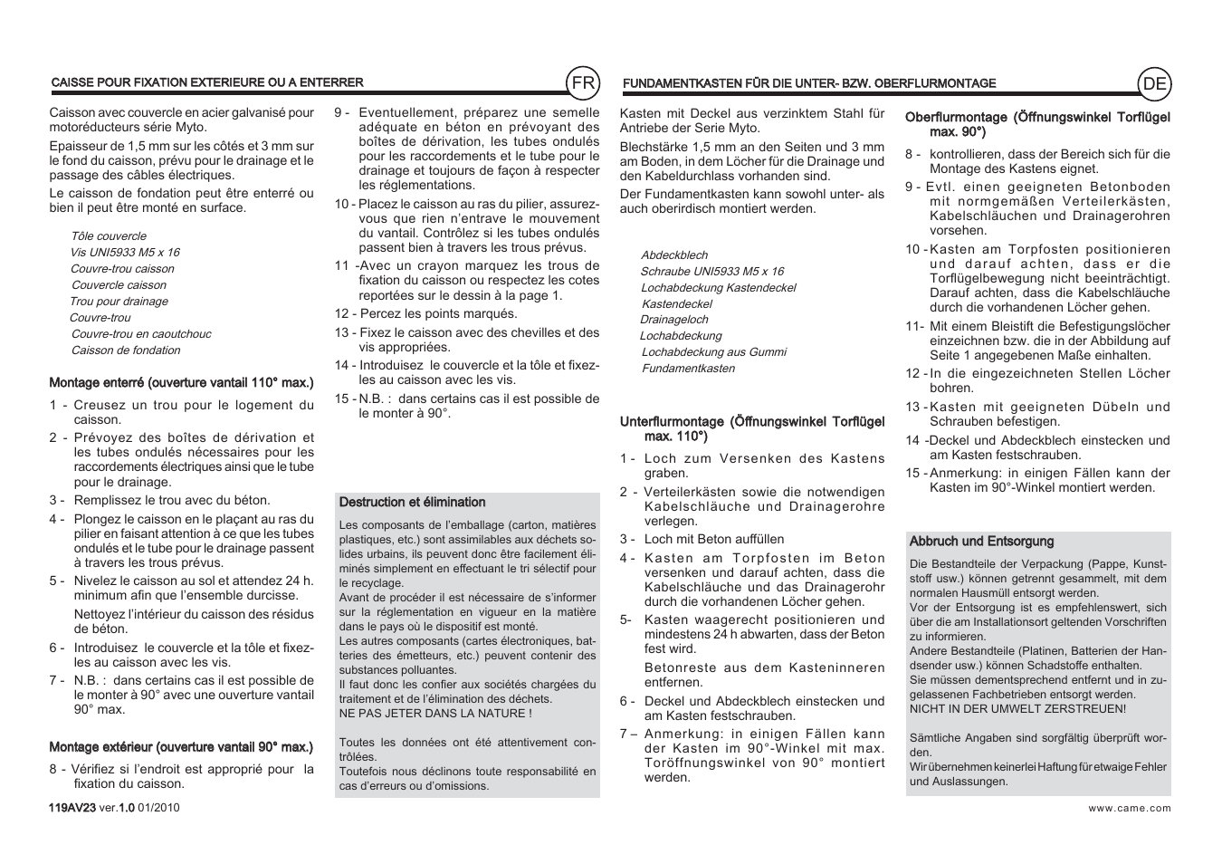CAME Myto-C User Manual | Page 5 / 8