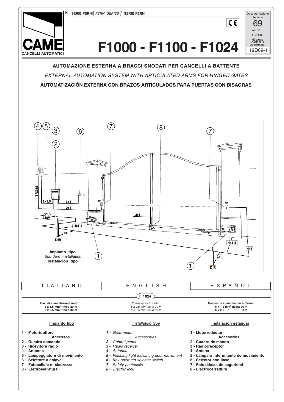 CAME Ferni 230v User Manual | 12 pages