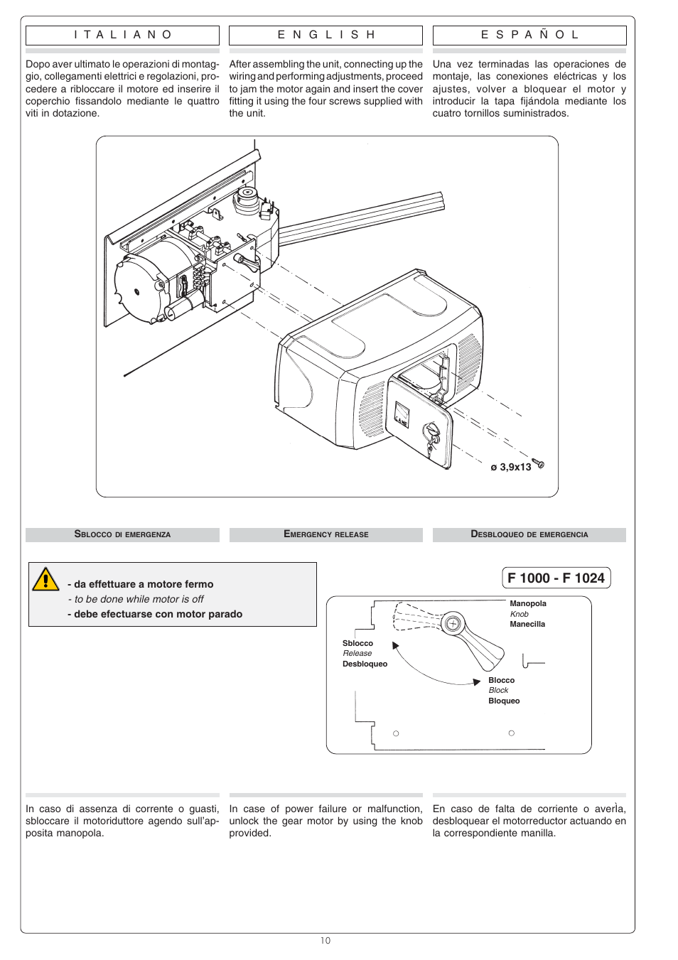 CAME Ferni 230v User Manual | Page 10 / 12