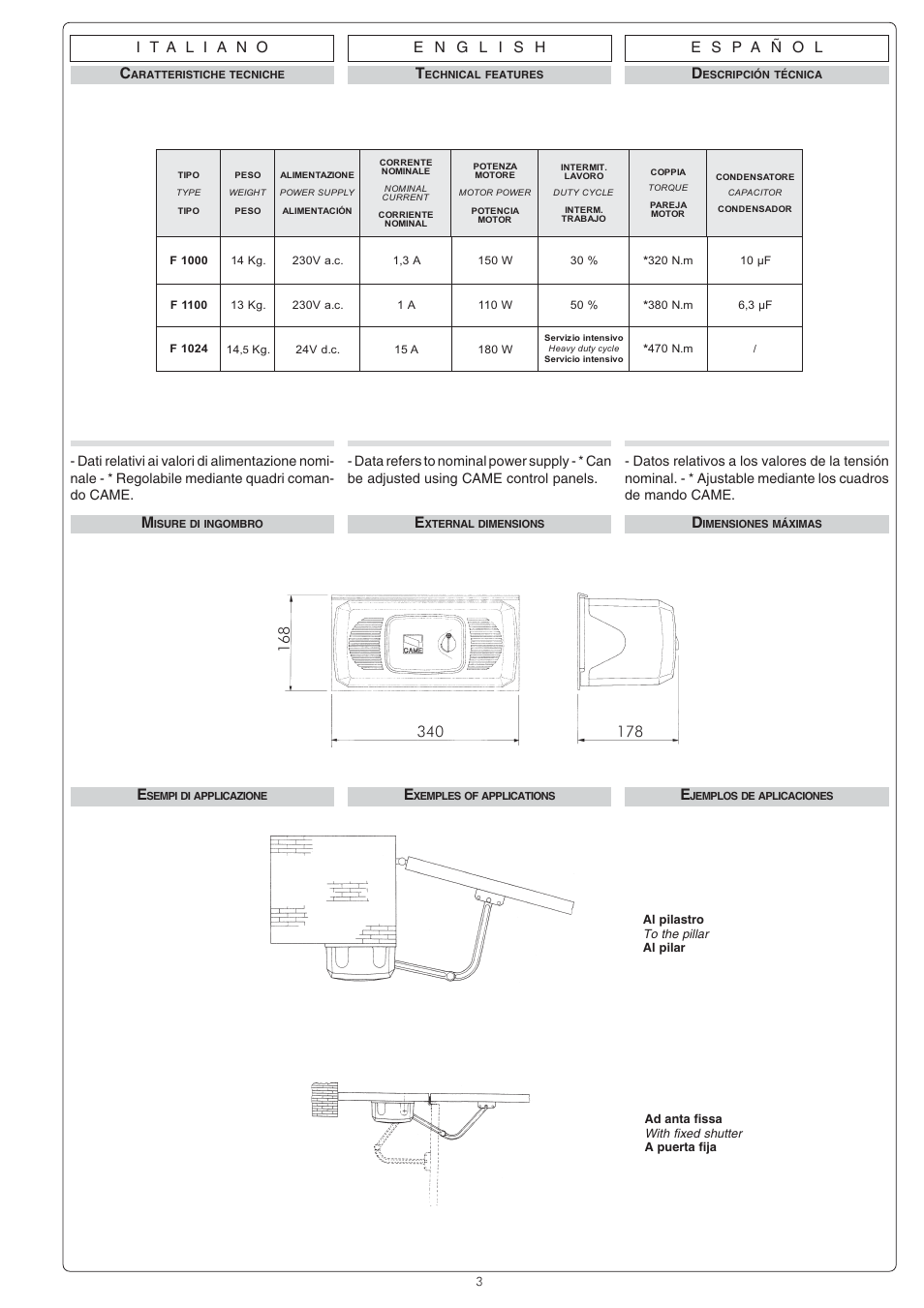 CAME Ferni 230v User Manual | Page 3 / 12