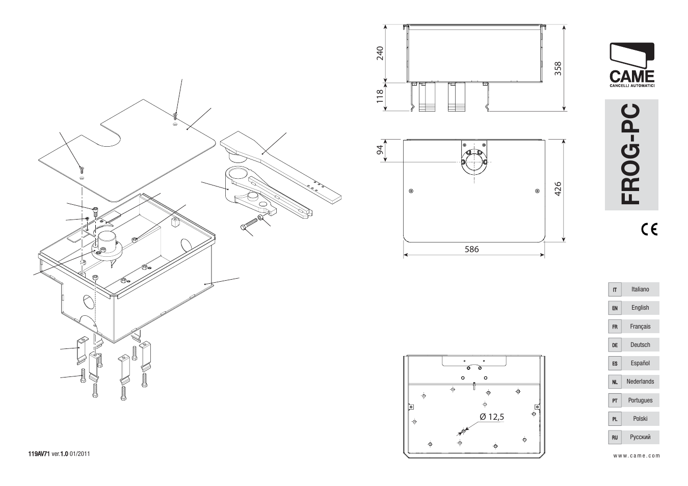 CAME Frog-PC User Manual | 8 pages